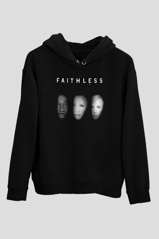 Faithless Baskılı Unisex Siyah Hoodie