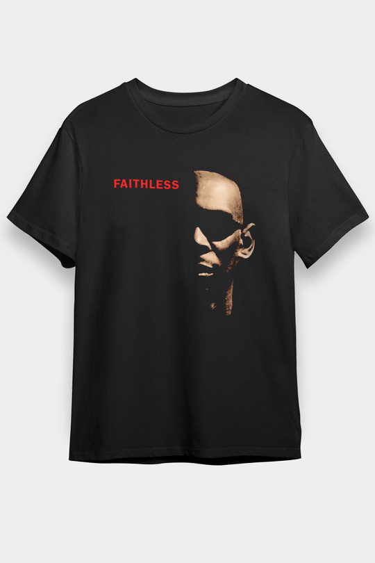 Faithless Baskılı Unisex Siyah Tişört - Tshirt