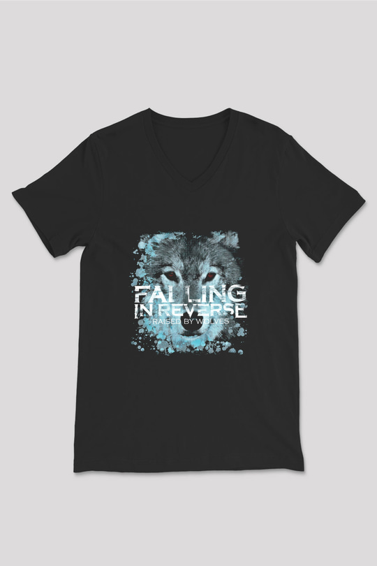 Falling In Reverse Baskılı Unisex Siyah V Yaka Tişört