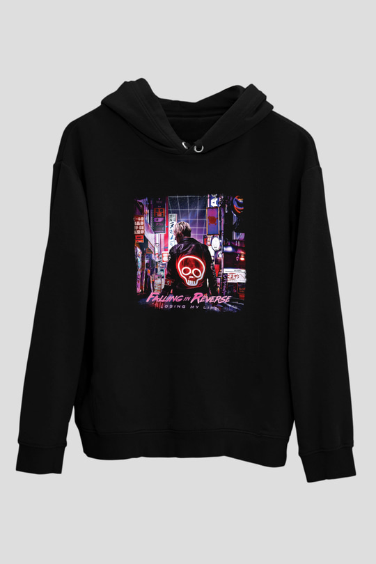 Falling In Reverse Baskılı Unisex Siyah Hoodie