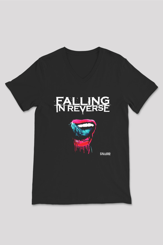 Falling In Reverse Siyah Unisex V Yaka Tişört T-Shirt