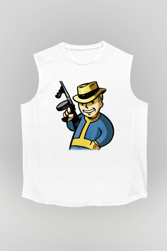 Fallout Beyaz Unisex Kolsuz Tişört