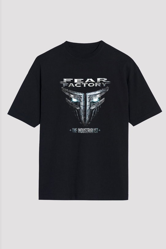 Fear Factory Baskılı Unisex Siyah Oversize Tişört