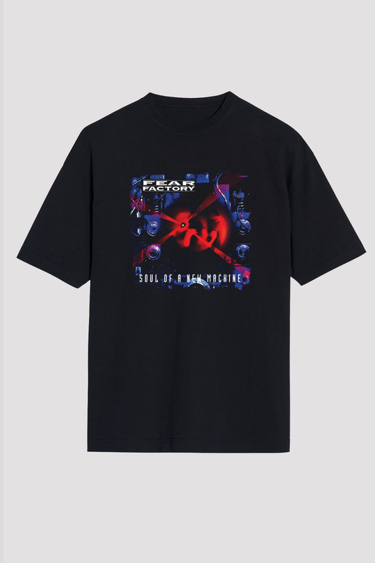 Fear Factory Baskılı Unisex Siyah Oversize Tişört