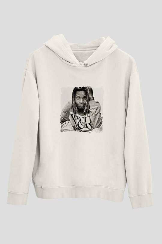 Fetty Wap Baskılı Unisex Beyaz Kapüşonlu Sweatshirt