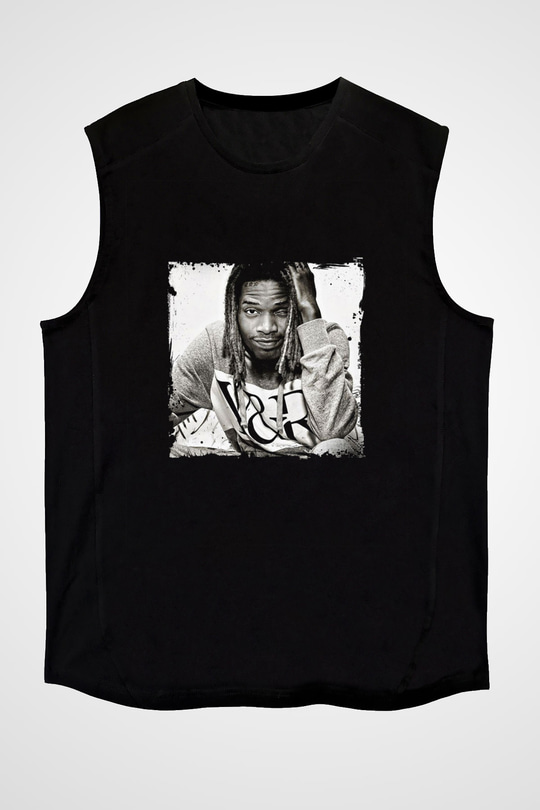 Fetty Wap Baskılı Unisex Siyah Kolsuz Tişört