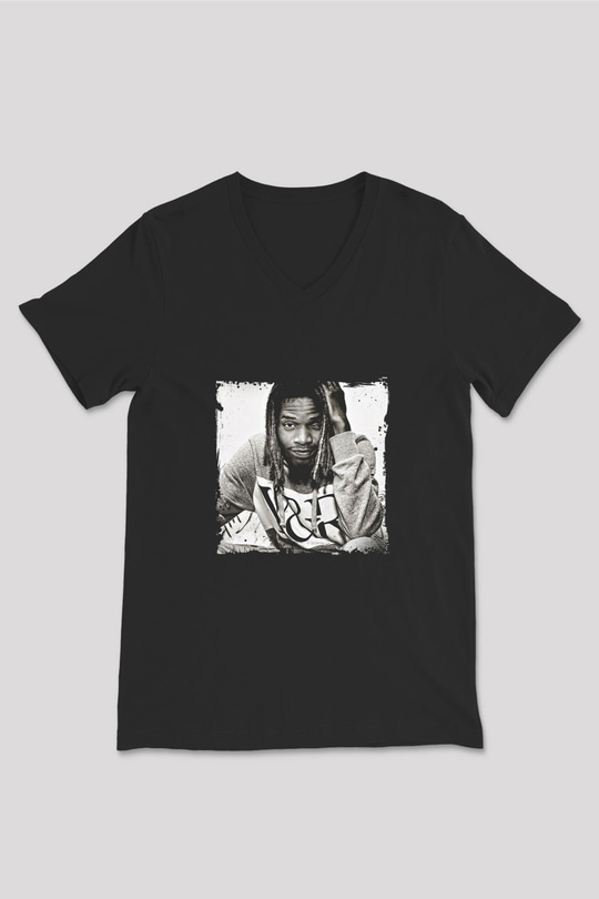 Fetty Wap Baskılı Unisex Siyah V Yaka Tişört