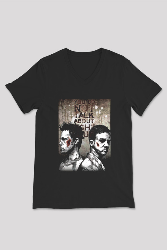 Fight Club Dövüş Klubü Siyah Unisex V Yaka Tişört