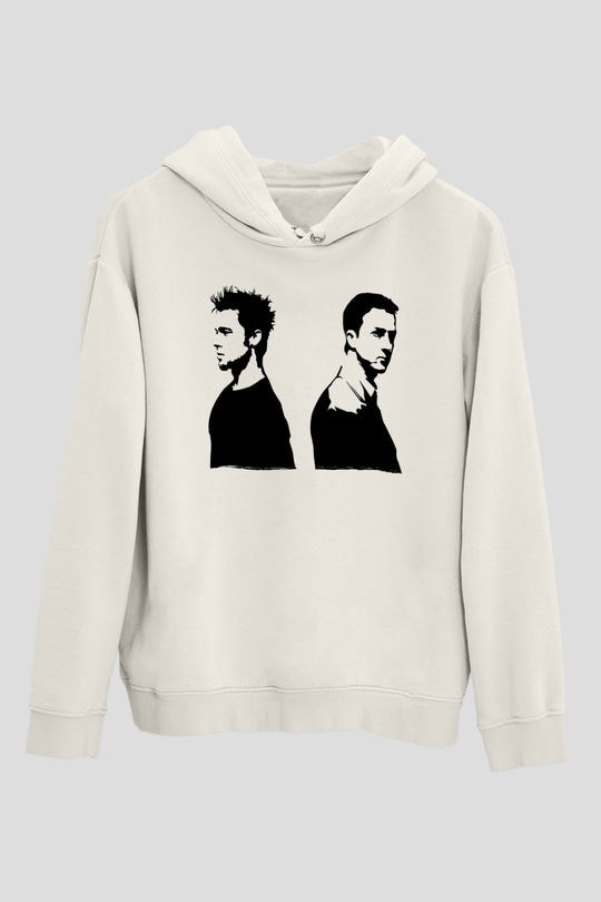 Fight Club (Tyler Durden) Baskılı Beyaz Unisex Hoodie