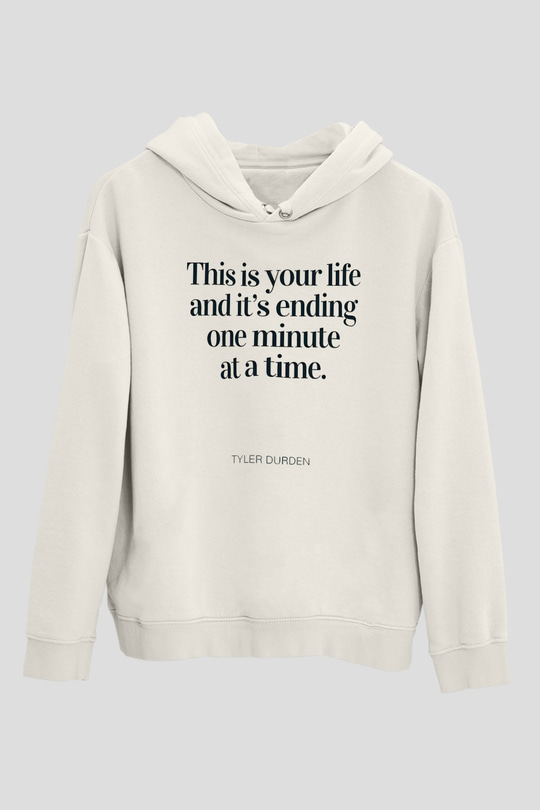 Fight Club (Tyler Durden) Baskılı Beyaz Unisex Hoodie
