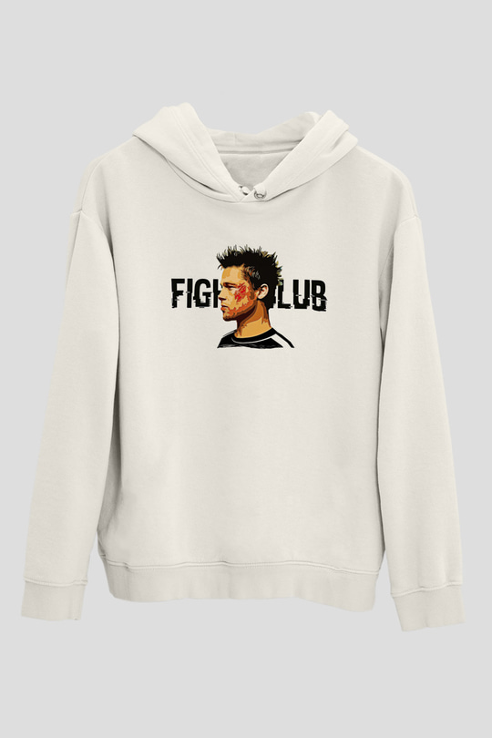 Fight Club (Tyler Durden) Baskılı Beyaz Unisex Hoodie
