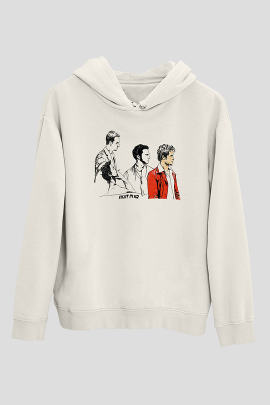 Fight Club (Tyler Durden) Baskılı Beyaz Unisex Hoodie