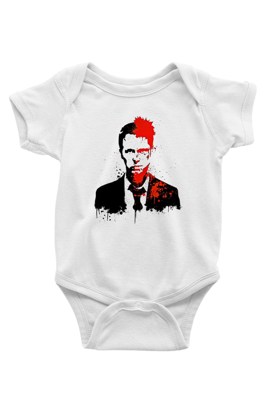 Fight Club (Tyler Durden) Baskılı Beyaz Unisex Bebek Body - Zıbın