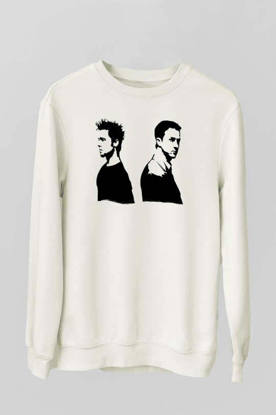 Fight Club (Tyler Durden) Baskılı Beyaz Unisex Sweatshirt