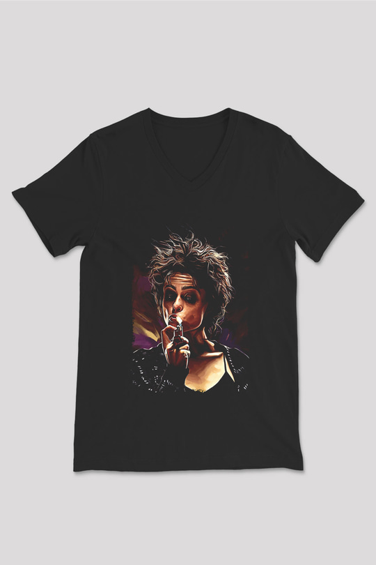 Fight Club (Tyler Durden) Baskılı Unisex Siyah V Yaka Tişört - Tshirt