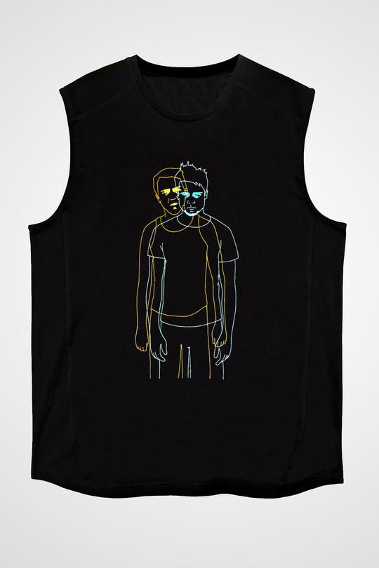 Fight Club (Tyler Durden) Baskılı Unisex Siyah Kolsuz Tişört - Tshirt