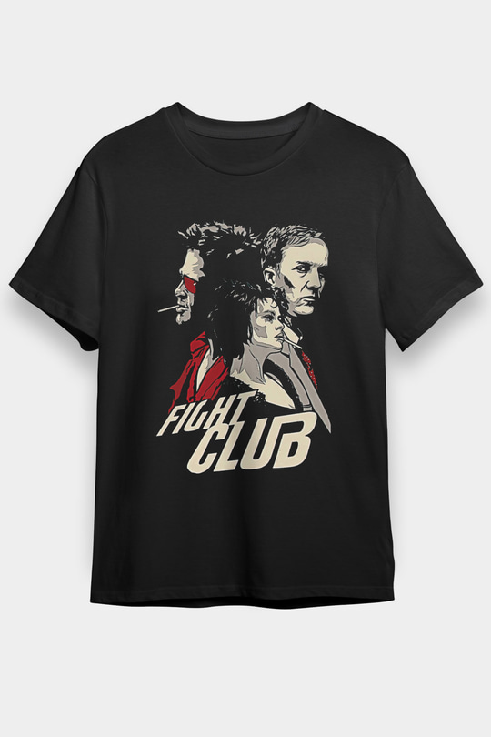 Fight Club (Tyler Durden) Baskılı Unisex Siyah Tişört - Tshirt