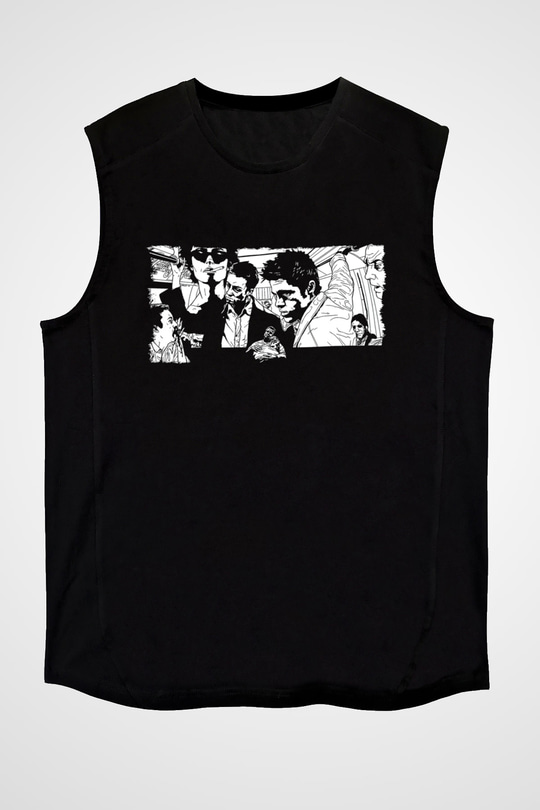 Fight Club (Tyler Durden) Baskılı Unisex Siyah Kolsuz Tişört - Tshirt