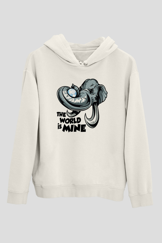 Fil Beyaz Unisex Kapşonlu Sweatshirt