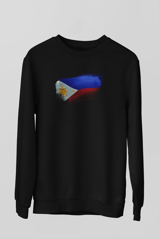 Filipinler - Philippines Bayrağı Baskılı Unisex Siyah Sweatshirt
