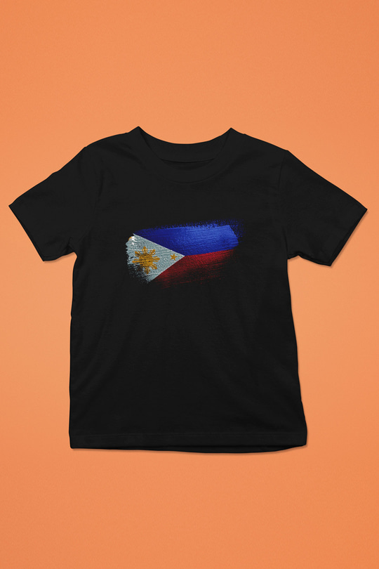 Filipinler - Philippines Bayrağı Baskılı Unisex Siyah Çocuk Tişörtü