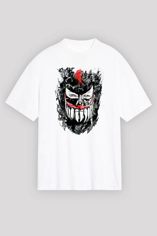 Finn Balor Baskılı Beyaz Unisex Oversize Tişört - Tshirt