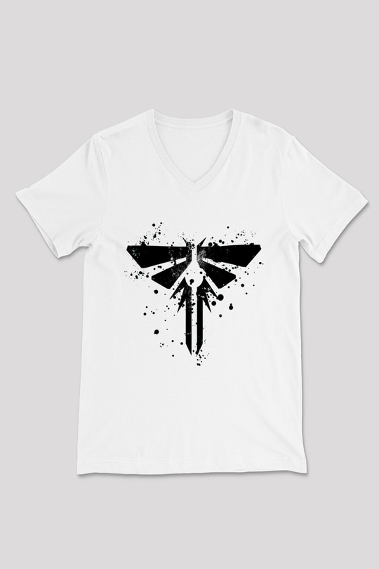 Firefly Beyaz Unisex V Yaka Tişört