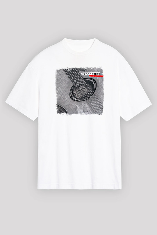FireHouse Baskılı Unisex Beyaz Oversize Tişört