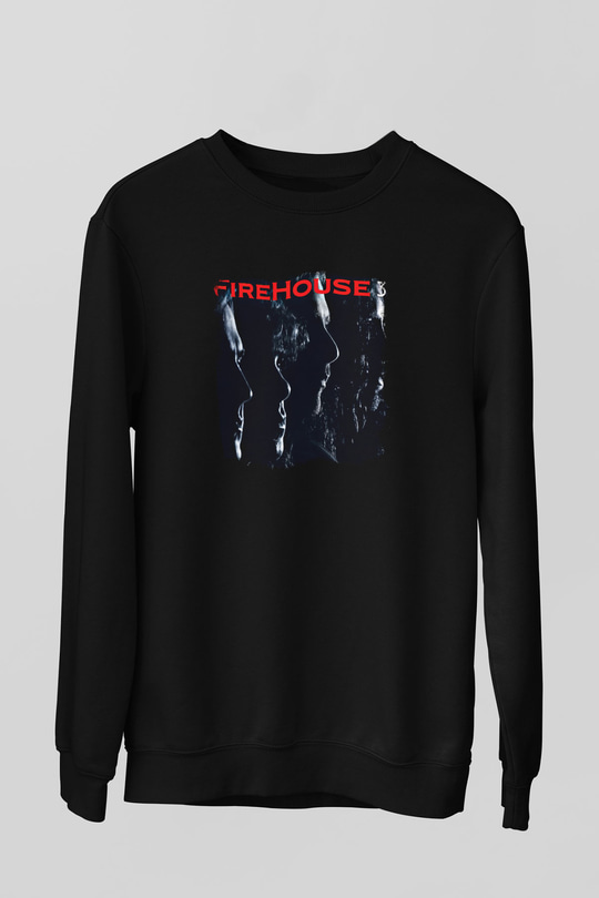 FireHouse Baskılı Unisex Siyah Sweatshirt