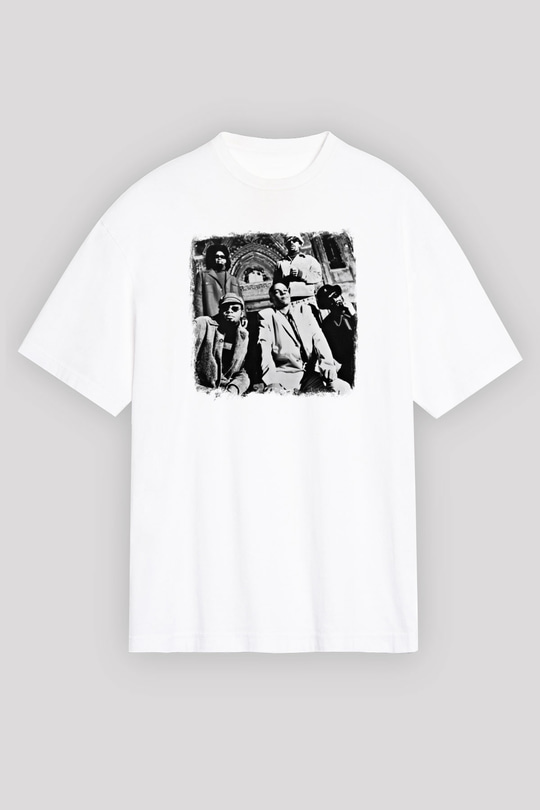 Fishbone Baskılı Unisex Beyaz Oversize Tişört