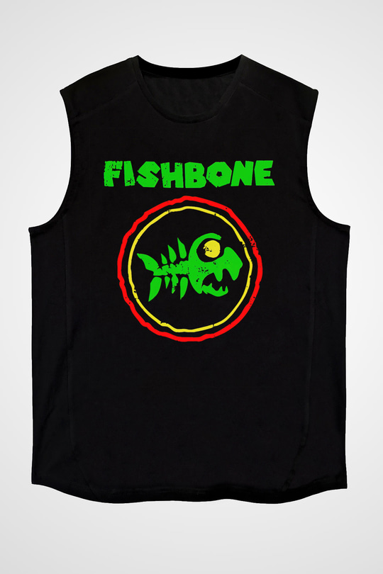 Fishbone Siyah Unisex Kolsuz Tişört