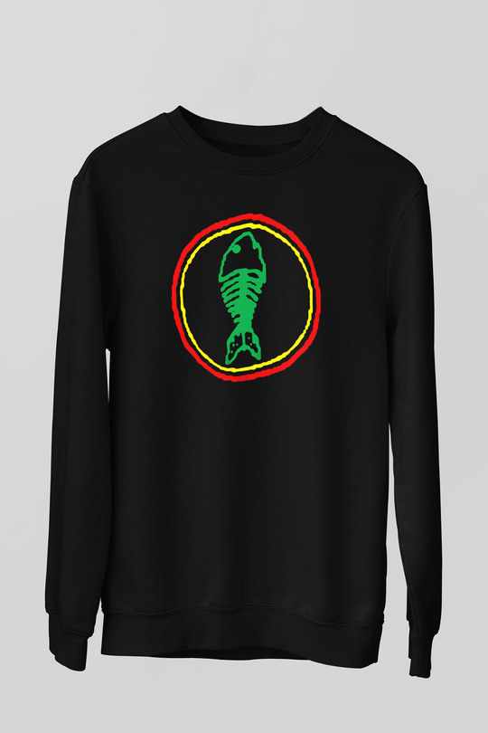 Fishbone Siyah Unisex Sweatshirt
