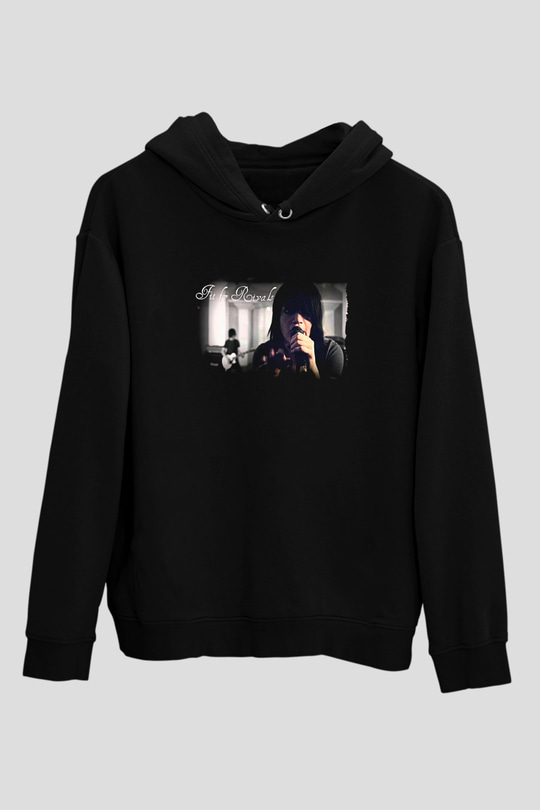 Fit For Rivals Baskılı Unisex Siyah Kapüşonlu Sweatshirt