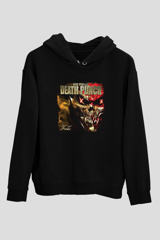 Five Finger Death Punch Baskılı Unisex Siyah Hoodie