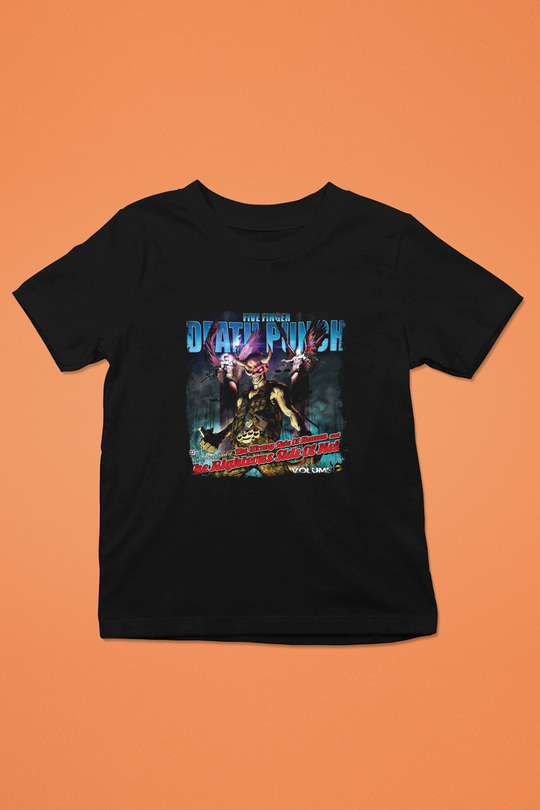 Five Finger Death Punch Baskılı Unisex Siyah Çocuk Tişört