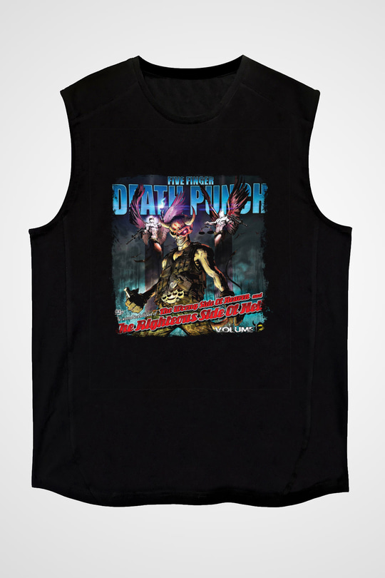 Five Finger Death Punch Baskılı Unisex Siyah Kolsuz Tişört