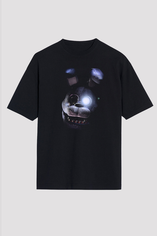 Five Nights At Freddy Baskılı Unisex Siyah Oversize Tişört - Tshirt