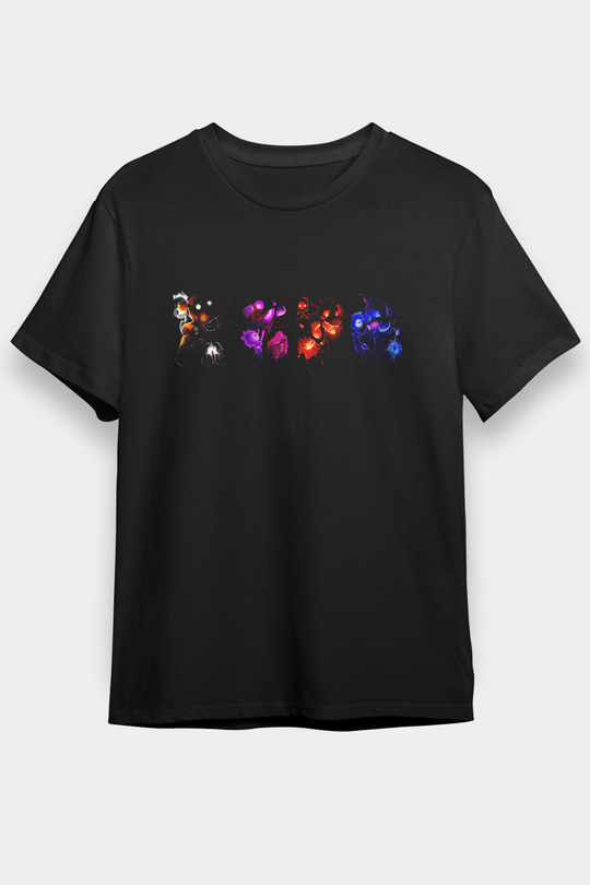 Five Nights At Freddy Baskılı Unisex Siyah Tişört - Tshirt