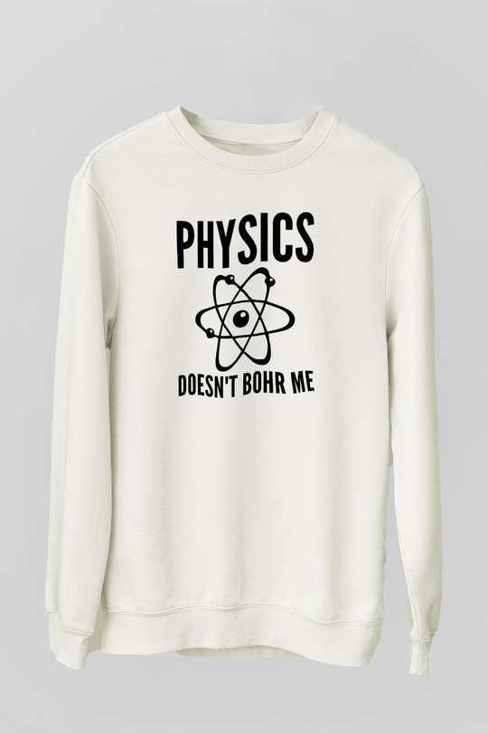 Fizik Atom Modeli Baskılı Unisex Ekru Sweatshirt