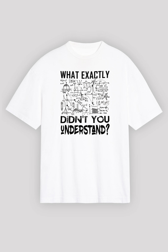 Fizik Grafikler Denklemler Baskılı Unisex Oversize Beyaz Tişört - Tshirt