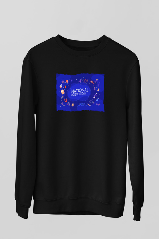 Fizik Kimya Biyoloji Sembolleri Ve Bilim Günü Baskılı Unisex Siyah Sweatshirt