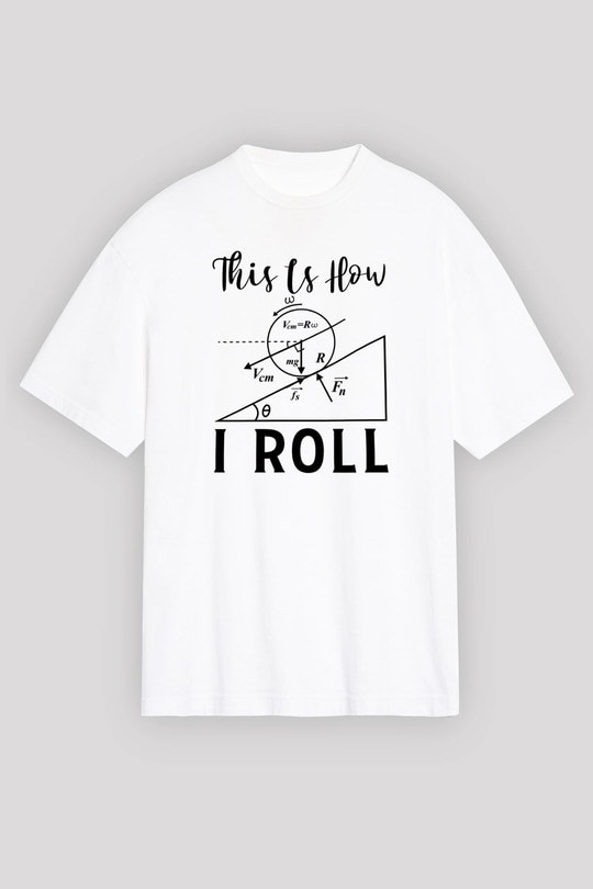 Fizik Mekanik Baskılı Unisex Oversize Beyaz Tişört - Tshirt