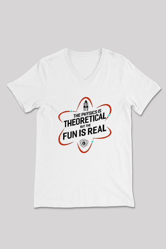 Fizik Teorik Baskılı Unisex V Yaka Beyaz Tişört - Tshirt