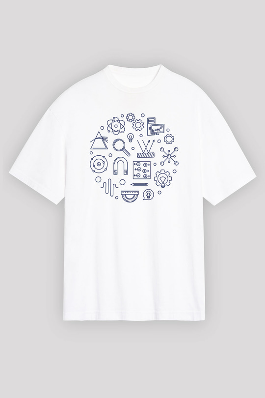 Fizikçi Beyaz Unisex Oversize Tişört T-Shirt