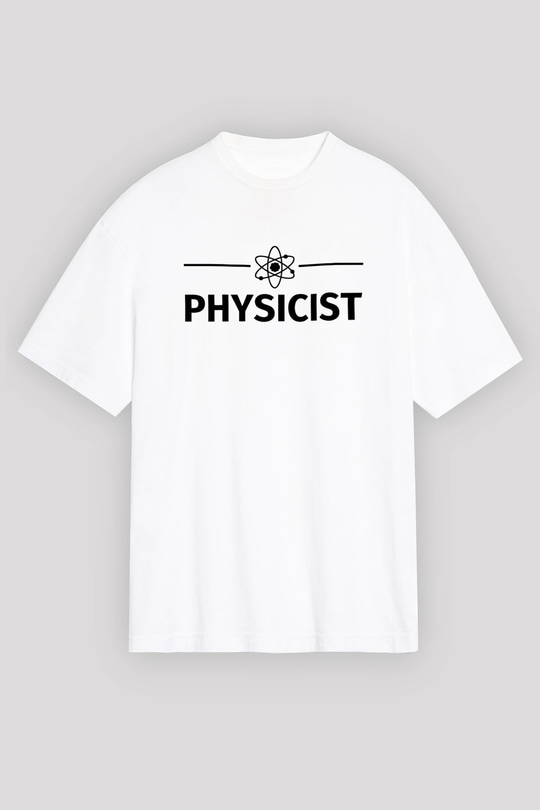 Fizikçi Beyaz Unisex Oversize Tişört T-Shirt