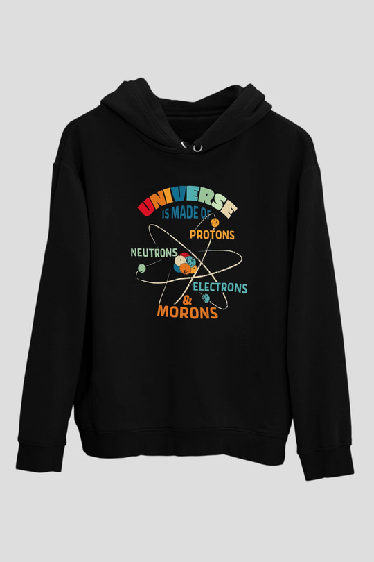 Fizikçi Siyah Unisex Kapüşonlu Sweatshirt