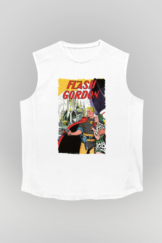 Flash Gordon Beyaz Unisex  Kolsuz Tişört
