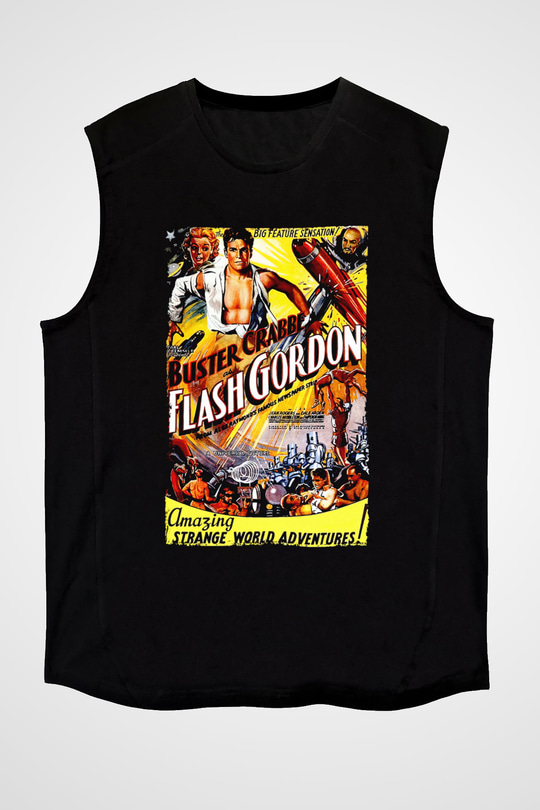 Flash Gordon Siyah Unisex  Kolsuz Tişört
