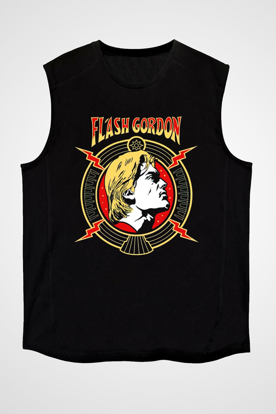 Flash Gordon Siyah Unisex  Kolsuz Tişört