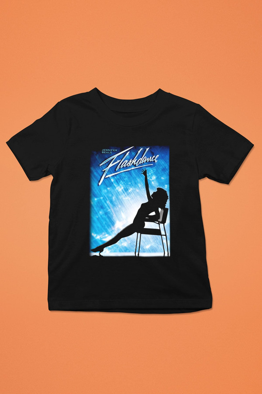 Flashdance Baskılı Siyah Unisex Çocuk Tişört